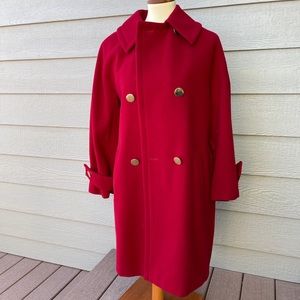 Red double breasted coat